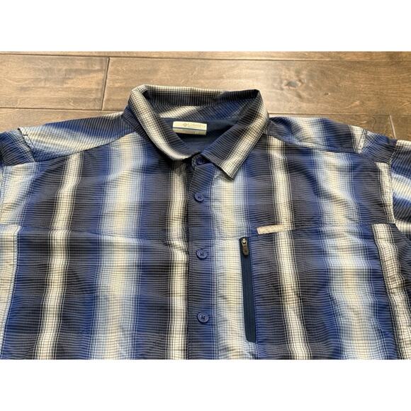 Columbia Mens Blue Omni Shade Vented Button Down Striped Shirt Size XXL XM0786 - Picture 4 of 9